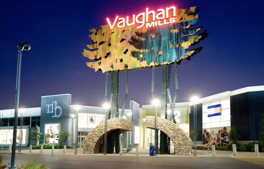 Vaughan Mills entrance at night