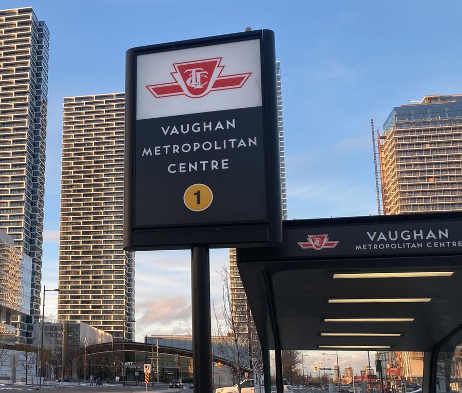 Vaughan Metropolitan Centre subway station sign